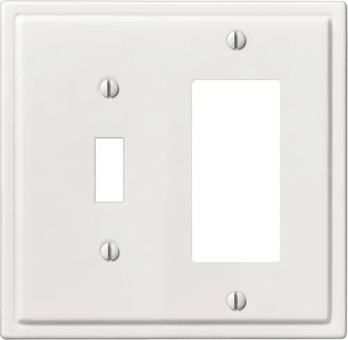 Amerelle 148TRW Moderne - Placa de pared, 1 palanca / 1 balancín, acero, blanco, paquete de 1