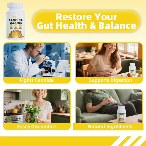 Miniatura 3 de PQR Candida Cleanse - Soporte intestinal y colon, fórmula herbaria natural, incluye hoja de orégano, ajenjo, nogal negro, ácido caprílico-1, 120