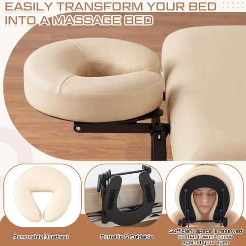 Miniatura 6 de Qunclay Reposacabezas de masaje ajustable para cama, colchón portátil de masaje con cojín de almohada suave, almohada boca abajo después de cirugía