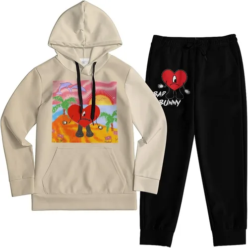 Miniatura 2 de Fcztomv Conjunto de 2 piezas con estampado 3D con capucha y pantalones deportivos, sudadera casual de manga larga