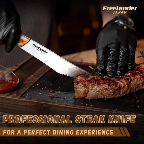 Miniatura 3 de Freelander Juego de 4 cuchillos para pizza con cuchillas afiladas de acero inoxidable, diseño forjado de espiga completa, mango ergonómico