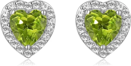 Miniatura 16 de Amazon Essentials Aretes de plata de ley con halo de corazón de zafiro blanco, (anteriormente colección Amazon)