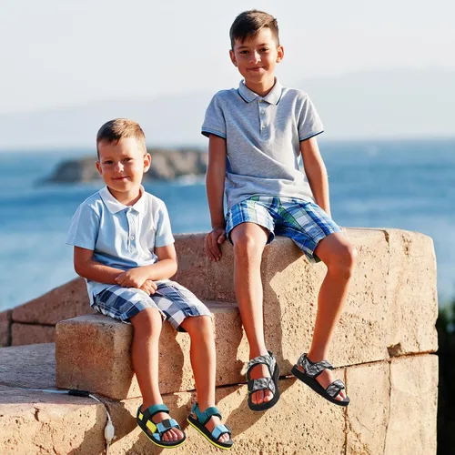 Miniatura 5 de Sandalias unisex para niños grandes con correas ajustables, sandalias atléticas para exteriores, zapatos casuales