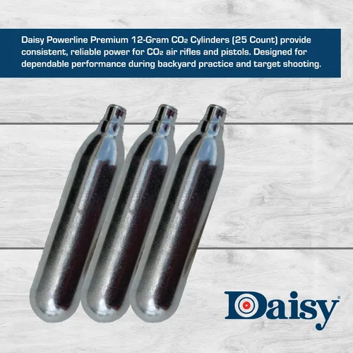 Miniatura 6 de Daisy Powerline - Cilindros de CO2 de 0.42 oz, 25 unidades, presión consistente, para pistolas de aire de CO2