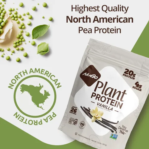 Miniatura 5 de NuGo Proteína vegetal en polvo, vainilla, 0.71 onzas de proteína vegana de guisante, baja en azúcar, sin gluten, ingredientes sin lácteos, sin soja