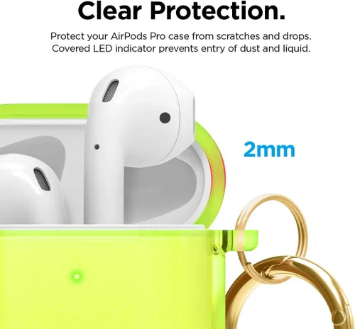 Miniatura 4 de Elago - Funda con llavero para audífonos AirPods 1 y 2 de Apple Amarillo Neón