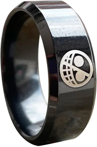 Anillo de anime Trafalgar Lawbigote blancoflamenco para hombres y niños, anillo negro de 0.315 in de ancho, anillos de joyería de una pieza