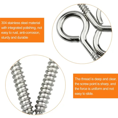 Miniatura 7 de 30 ganchos de techo de acero inoxidable con tornillo, tornillos de ojo para colgar luces de Navidad al aire libre, Navidad, Acción de Gracias