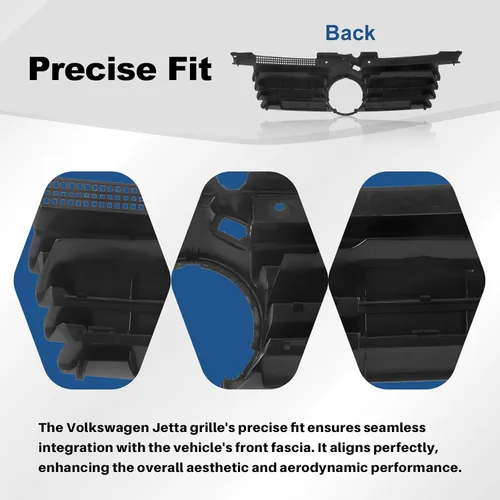 Miniatura 5 de CarPartsDepot Rejilla delantera compatible con Volkswagen Jetta (1999-2005 Jetta Black)