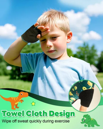 Miniatura 4 de RIGWARL Guantes de bicicleta para niños de 2 a 9 años, guantes sin dedos para niños con cojín protector, guantes de entrenamiento ajustables