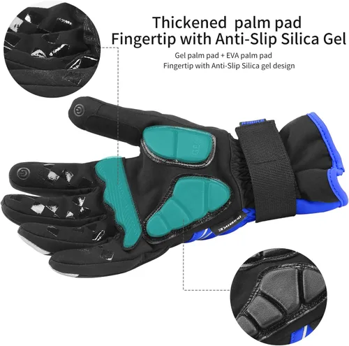 Miniatura 3 de INBIKE Guantes de ciclismo para hombres invierno a prueba de viento reflexivo almohadillas de gel térmico pantalla táctil