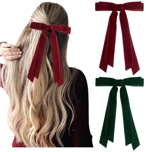 Miniatura 8 de Llazos de terciopelo para mujeres y niñas, lazos de cinta de terciopelo para vacaciones para el cabello, regalos festivos, negro, crema, blanco