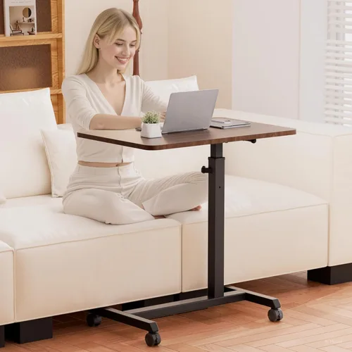 Miniatura 3 de GTPLAYER Escritorio de pie pequeño, mesa plegable de 24 pulgadas para computadora portátil con ruedas bloqueables, altura ajustable, mesa de noche