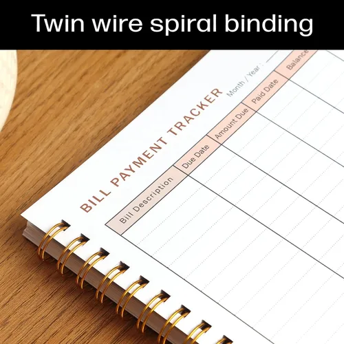 Miniatura 5 de Rastreador de pagos de facturas. Cuaderno A5 planificador de facturas con encuadernación en espiral y bolsillo trasero - Organizador de finanzas