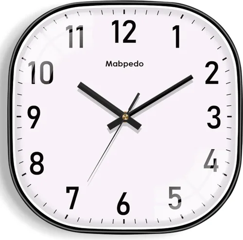 Reloj de Pared Pequeño, 8 Pulgadas Silencioso Sin Tictac Reloj Operado por Batería, Reloj de Pared Cuadrado Analógico Decorativo para Dormitorio