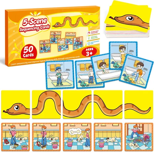 Miniatura 11 de Kasfalci Tarjetas de secuenciación, juego de secuencia para niños, materiales de terapia del habla para autismo, mejorar la narración de historias