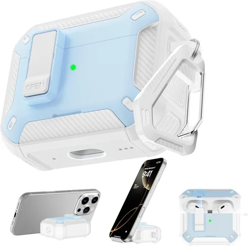 Miniatura 42 de RFUNGUANGO Funda protectora para AirPods Pro de 2ª generación con kit de limpieza, funda rígida militar con cerradura para funda de carga de AirPod