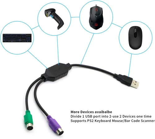 Miniatura 6 de PS/2 to USB Adapter Cable, 4Pack PS2 Female to USB Male Converter Connector Adapter for PC Keyboard