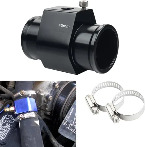 Miniatura 14 de Sensor del radiador de manómetro fabricado en aluminio, adecuado para 1 1/8 - 1 9/16 pulgadas, adaptador, dos abrazaderas para la manguera, 26 mm
