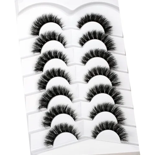 Miniatura 435 de Pooplunch - Pestañas postizas finas de visón sintético, estilo ojo de gato, naturales, cruzadas, tipo racimo, efecto 8D de volumen, tiras