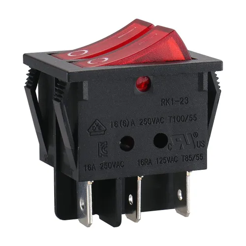 Miniatura 8 de Baomain - Pack de 2 interruptores basculantes duales con luz roja, encendido/apagado DPDT de 6 pines, 16 A/250 V CA, 16 A/125 V CA, listado UR VDE