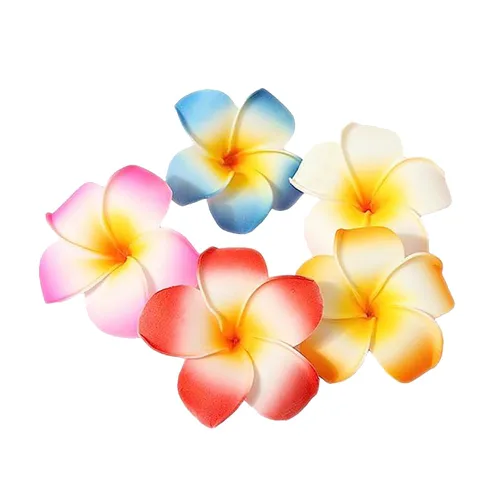 10 pinzas de flores hawaianas de plumeria hawaiana, pasadores de pelo para fiesta en la playa, horquillas artificiales de flores tropicales para