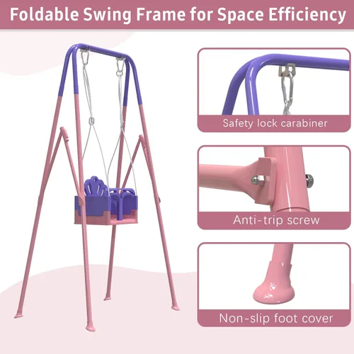 Miniatura 6 de Conjunto de columpio plegable para niños pequeños, conjunto de columpio para bebé para interiores y exteriores para el patio trasero, diseño seguro
