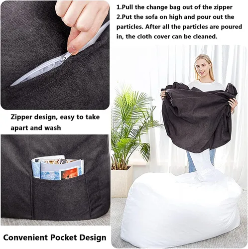 Miniatura 6 de HWOEK Sofa Lazy Sack - Puf ultra suave, sillas, tumbona perezosa, tatami (sin relleno), funda para puf suave para adultos, adolescentes y niños