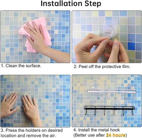 Miniatura 6 de YiZhi Ganchos adhesivos de pared para riel de cocina, soporte para utensilios de ahorro de espacio, sin perforación, colgador de accesorios