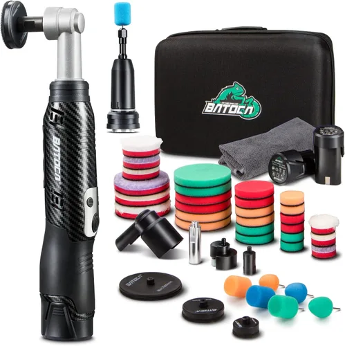 Miniatura 13 de BATOCA S6 Mini pulidora inalámbrica para detalles de automóviles, baterías de 2 x 2.0 Ah, búfer giratorio de 0.000 in, pulidor de doble acción