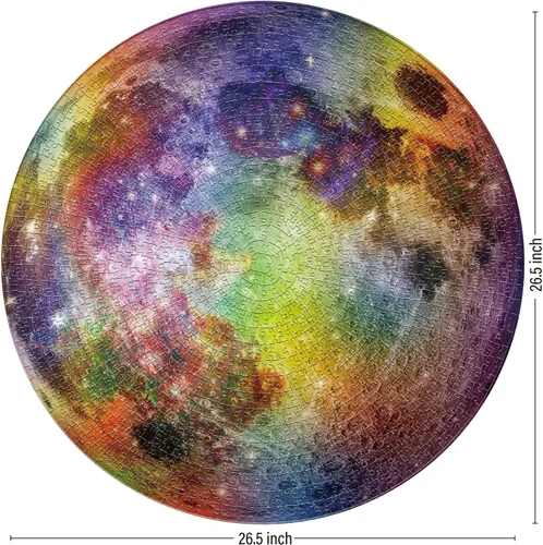 Miniatura 2 de ANTELOPE Rainbow Moon - Rompecabezas de 1000 piezas para adultos, tema espacial, cartón, rompecabezas redondo, alta resolución, acabado mate, sin