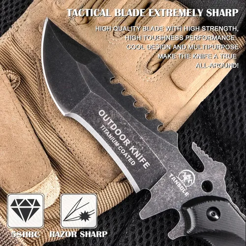 Miniatura 2 de Cuchillos de hoja fija con vaina cuchillo de espiga completa para supervivencia cuchillo de cinturón de campamento 9.25 pulgadas (funda kydex)