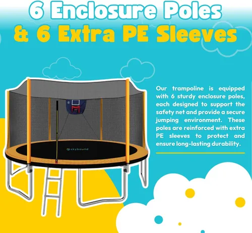 Miniatura 6 de SkyBound Trampoline with Safety Padded Poles - 10ft 12ft 14ft 15ft 16ft Large Outdoor Backyard ASTM Approved Trampolines for Kids & Adults - Heavy