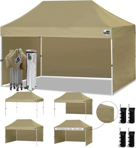 Miniatura 106 de Eurmax Tienda de campaña desplegable de 8 x 8 de Estados Unidos, con bolsa rodante patentada sin puntas, 4 paredes extraíbles con cremallera, toldo