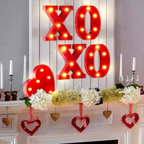 Miniatura 6 de VIHOSE Letrero de Luces LED en Forma de Letras para el Día de San Valentín, Decoración de Mesa, Letras Iluminadas a Pilas para Hogar, Bares, XO XO