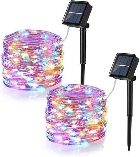Miniatura 11 de Brizled Guirnalda de luces solares de vid de 33 pies, 100 luces LED solares, 8 modos, hojas de hiedra artificial, luces solares de vid, luces