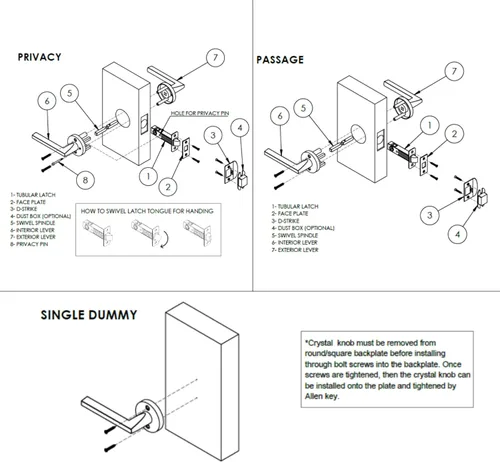 Miniatura 7 de Explore Hardware Bora Bora - Pomo para puerta de paso de latón macizo, color negro mate para puertas de pasillo o armario