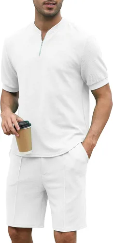 Miniatura 99 de FZNHQL Conjunto deportivo de moda para hombre, 2 piezas, casual, atlético, para correr, manga corta/larga, conjunto para hombre