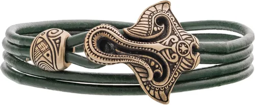 Pulsera maorí con pulsera de océano de manta rayo con peces de patín para hombres y mujeres, él, joyería tribal náutica polinesia