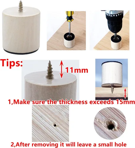 Miniatura 4 de Tabla de cortar patas ajustables, patas ajustables de madera para tabla de cortar de encimera, kit para elevar y antideslizante tus tablas de cortar