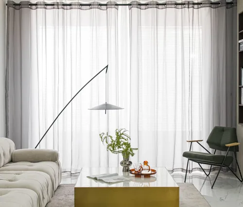 Miniatura 80 de PI - Cortinas traslúcidas con paneles pequeños, cortina transparente para ventana de cocina, mirador, 2 paneles