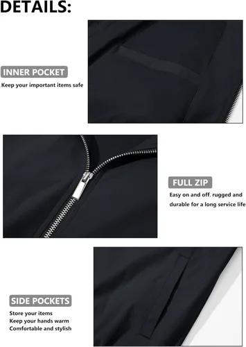 Miniatura 6 de MAGCOMSEN Chaqueta bomber para hombre, chaqueta ligera con cremallera completa, cortavientos ligera, casual, elegante, chaquetas de golf