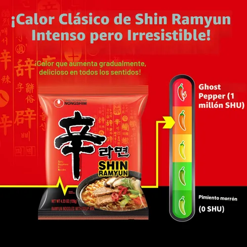 Miniatura 5 de Nongshim Ramen Noodles, Ramen instantáneo gourmet, sopa de fideos microondas premium, Shin picante, paquete familiar, 4.23 onzas (paquete de 20)
