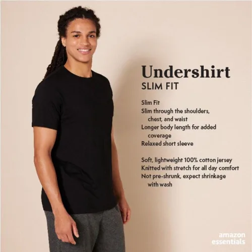 Miniatura 2 de Tienda Essentials Camisetas de cuello redondo para hombre, paquete de 6, básicos versátiles
