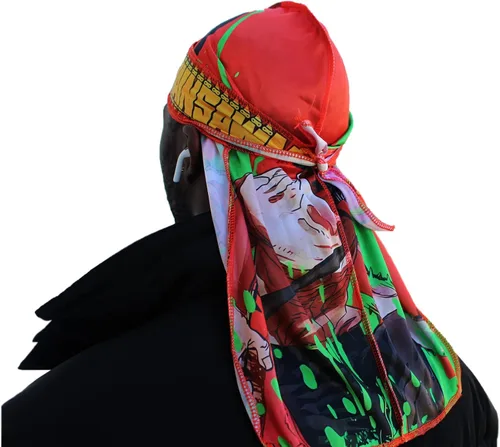 Miniatura 4 de Design Durag - Rag de satén sedoso de cola larga de anime con diseño de gorra ondulada transpirable y elegante, color verde