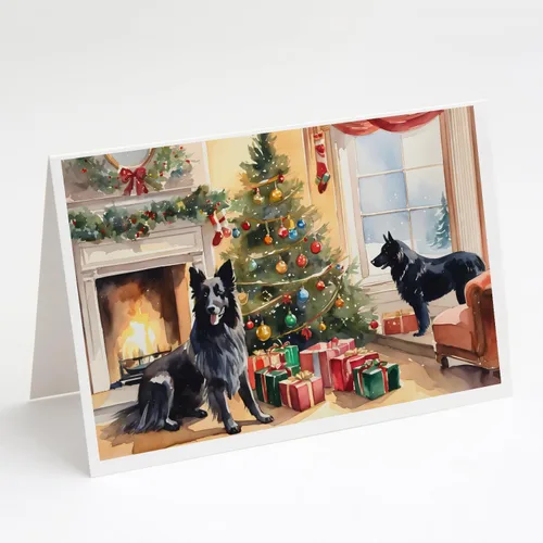 Miniatura 105 de Caroline's Treasures DAC2753GCA7P Paquete de 8 tarjetas de felicitación navideña acogedora de Husky siberiano Tarjetas en blanco con sobres