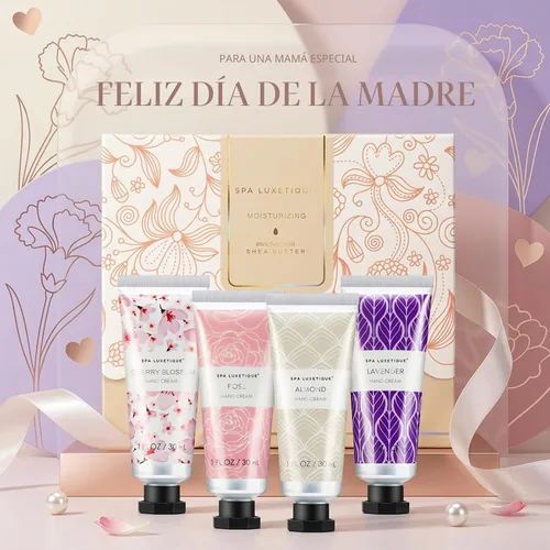 Miniatura 2 de spa luxetique Set de crema de manos, paquete de 4 lociones para manos, juego de regalo de Navidad enriquecido con manteca de karité y glicerina