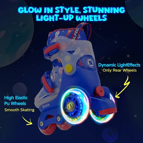 Miniatura 6 de SULIFEEL Patines de Ruedas Ajustables para Niñas Niños Infantiles, Ruedas Divertidas Iluminadas con Luz Flash de Tipo Equilibrio de Tres Puntos Azul