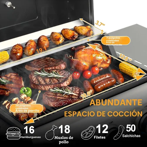 Miniatura 3 de Parrilla de gas propano de 3 quemadores de acero inoxidable, salida de 30,000 BTU, rejillas de esmalte de porcelana, sistema de calefacción uniforme