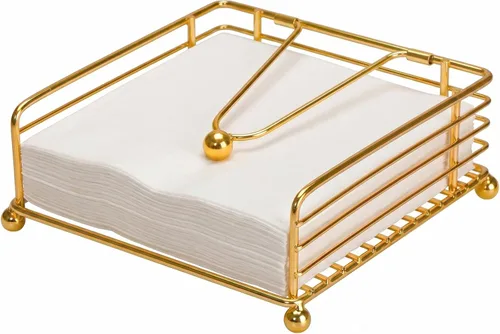 Miniatura 10 de hiwafifi Servilletero para mesa, dispensador de servilletas plano con brazo pesado, soporte cuadrado de papel de cóctel de elegante hierro rústico